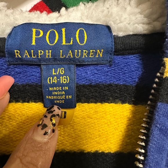 Polo by Ralph Lauren Kids Multicolor Striped Hoodie Size L (14-16) - Picture 6 of 6